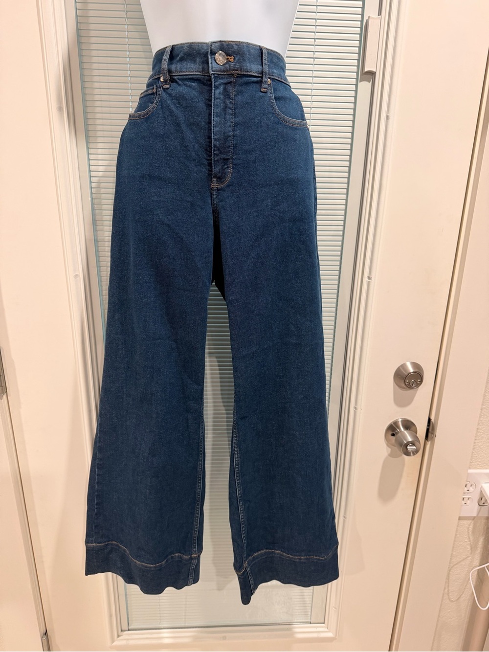 White House Black Market Wide-Leg High-Rise Jeans in Dark Blue